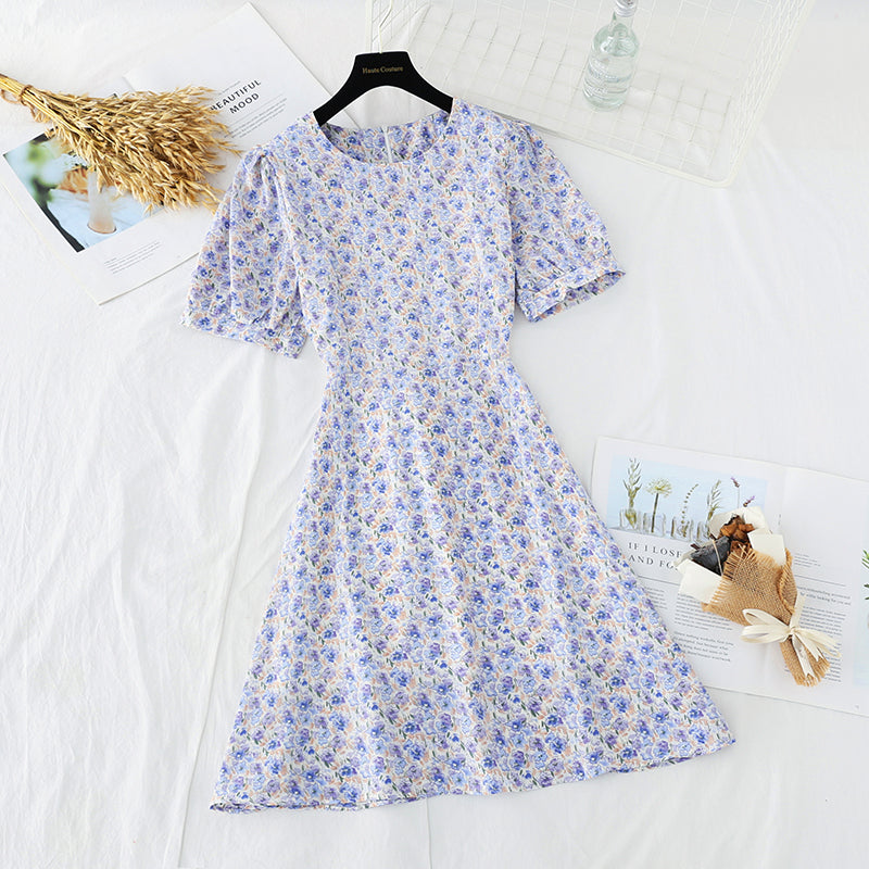 New Style Bubble Sleeve Chiffon gentle style French retro skirt  4634