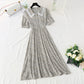 Sweet lace doll neck floral dress gentle wind dress  4856
