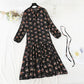 New women's lace up bow temperament retro floral skirt  4817