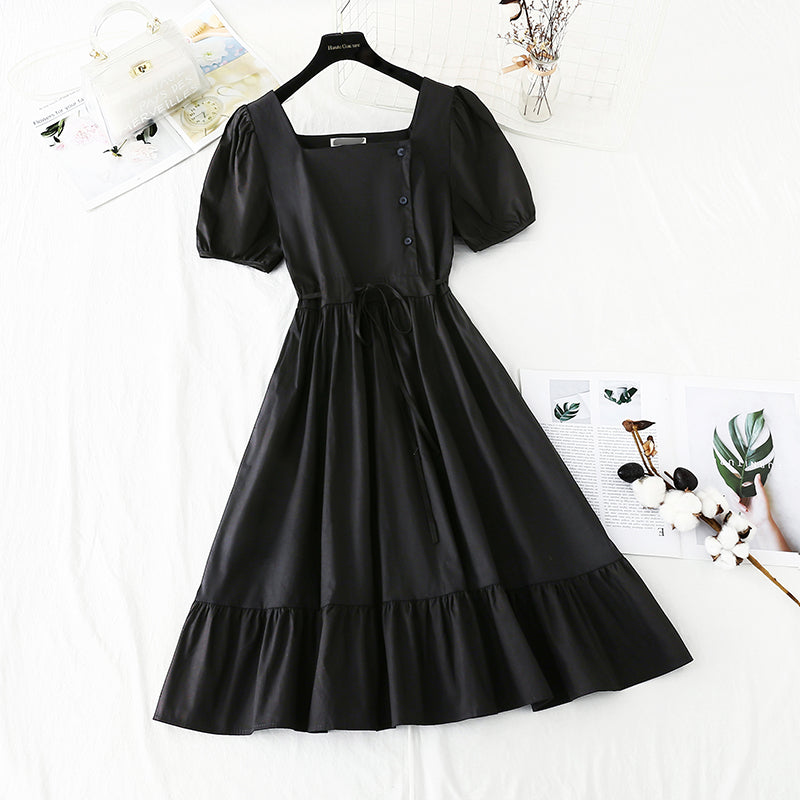 New style bubble sleeve French retro minority temperament fairy skirt  4847