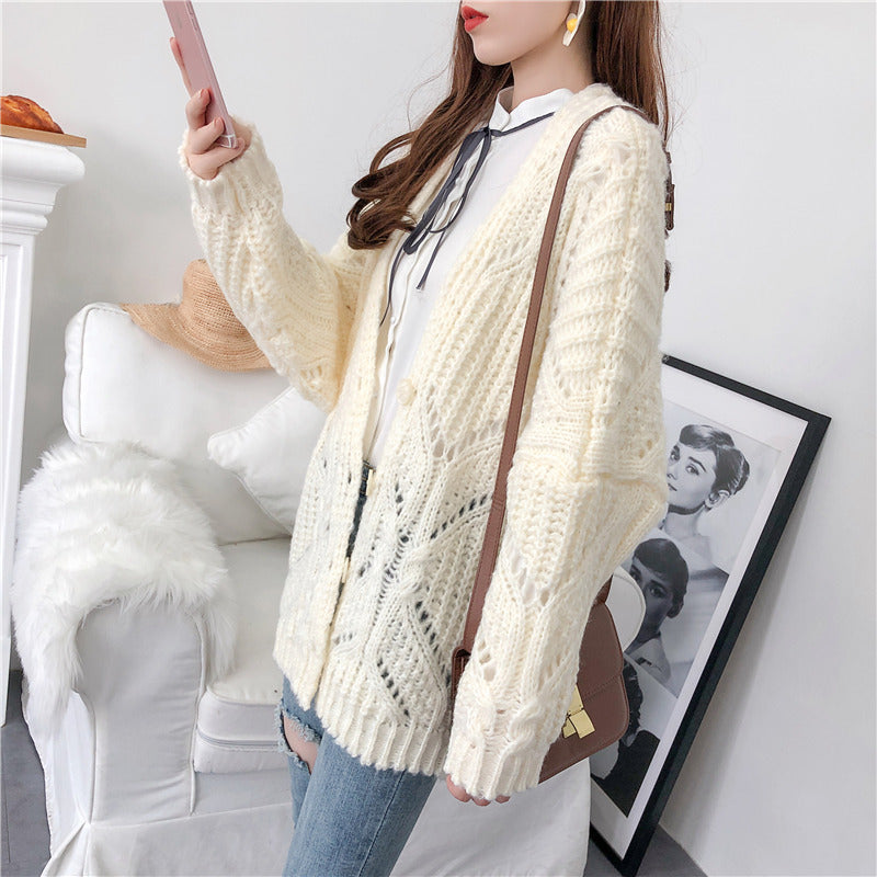 Manteau pull ample ajouré coréen 4909