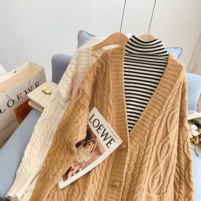 Lazy Wind Twist langer Pullover Mantel Damen 4927