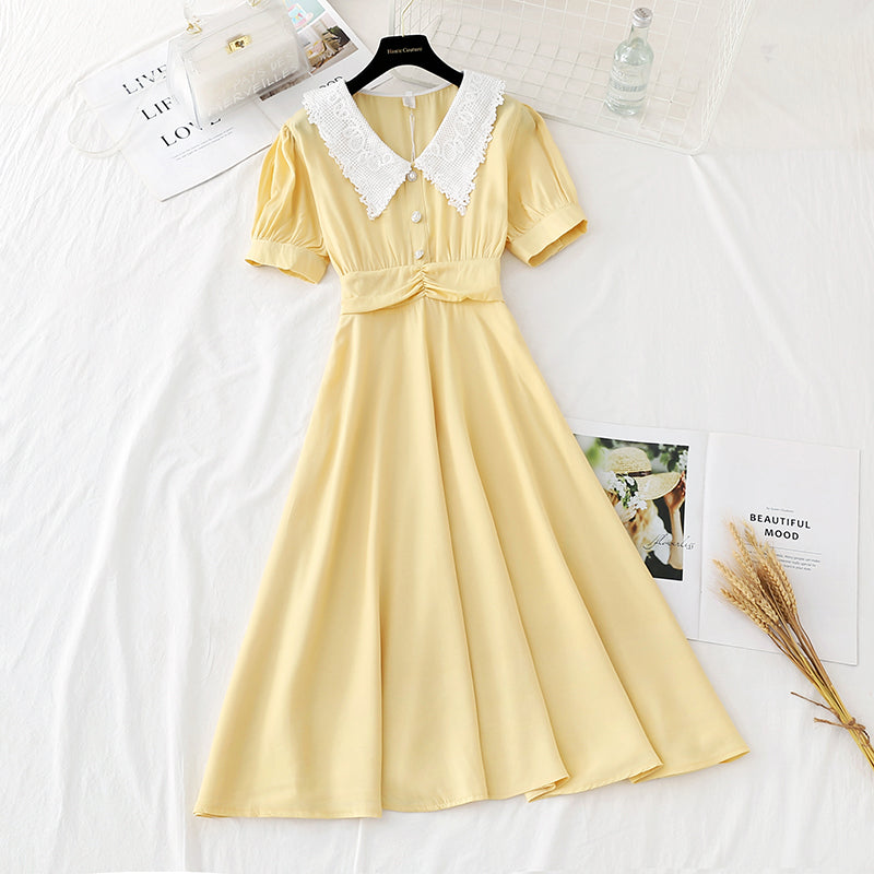 La nouvelle taille rétro française montre un tempérament mince, une déesse fan Fairy Dress 4611