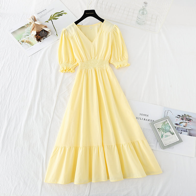 New waist closing slim skirt French fairy Sen long skirt  4618