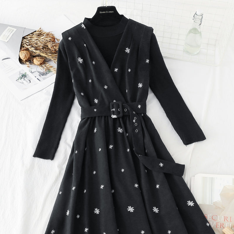 New dress autumn winter christmas fashion suit two-piece skirt  4799