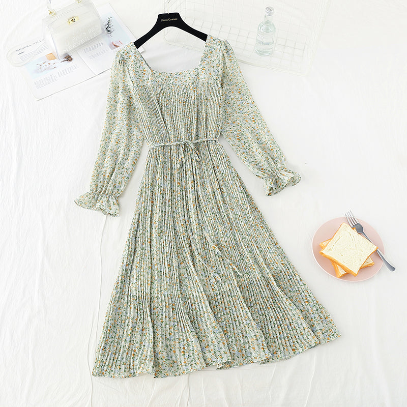 Japanese soft wind floral long sleeved dress  4708