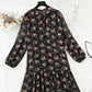New women's lace up bow temperament retro floral skirt  4817