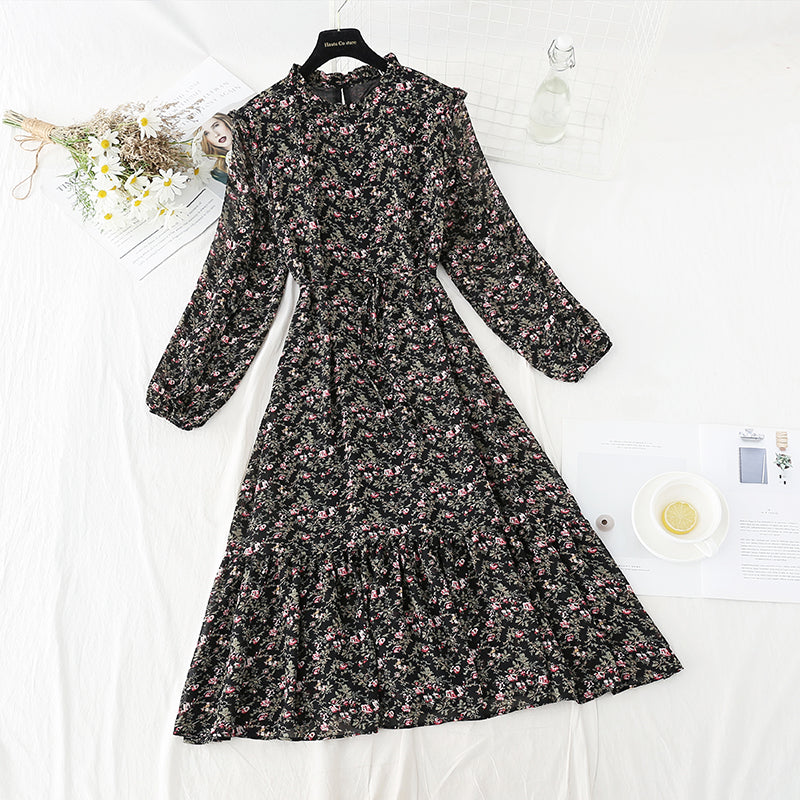 New women's lace up Ruffle Floral Dress  4822