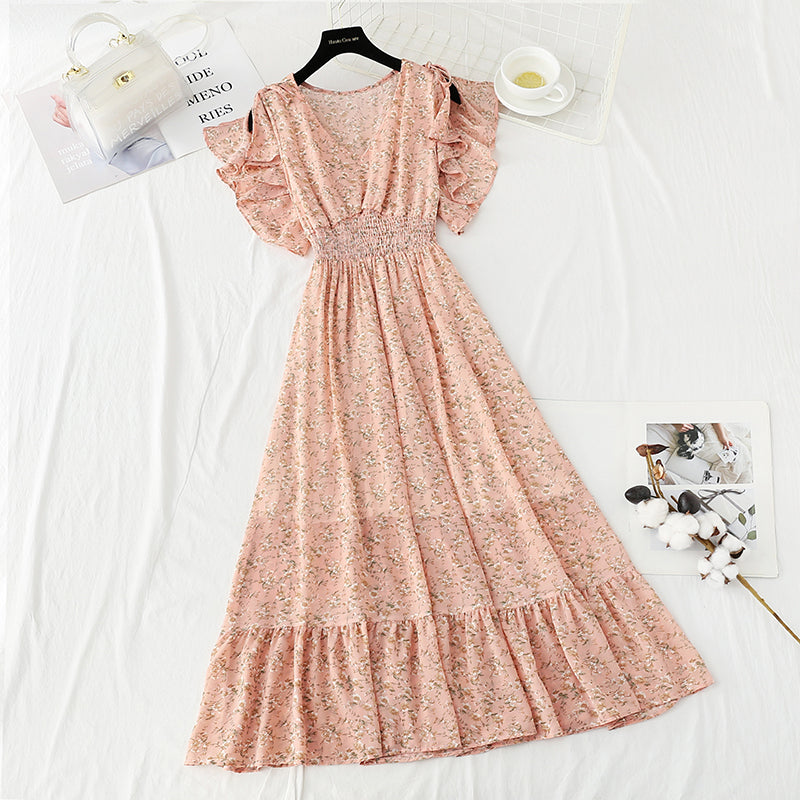 Slim lace up A-line skirt women's dress super sweet  4886