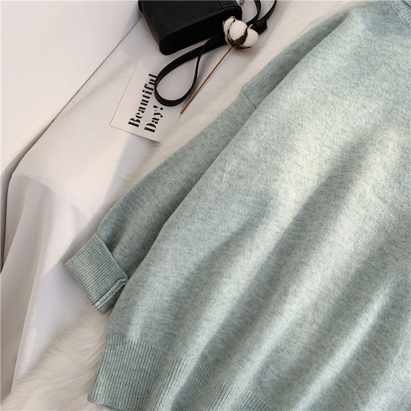 Sweater female high neck loose lazy wind  4920