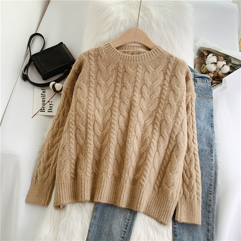 Retro chelizi red Japanese lazy style sweater  4921