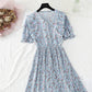 Small fresh sweet floral dress French temperament small skirt  4882