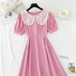 Lace doll Neck Chiffon Dress with slim waist  4855