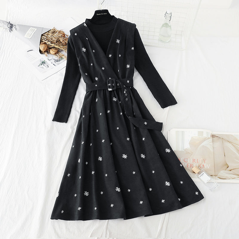 New dress autumn winter christmas fashion suit two-piece skirt  4799