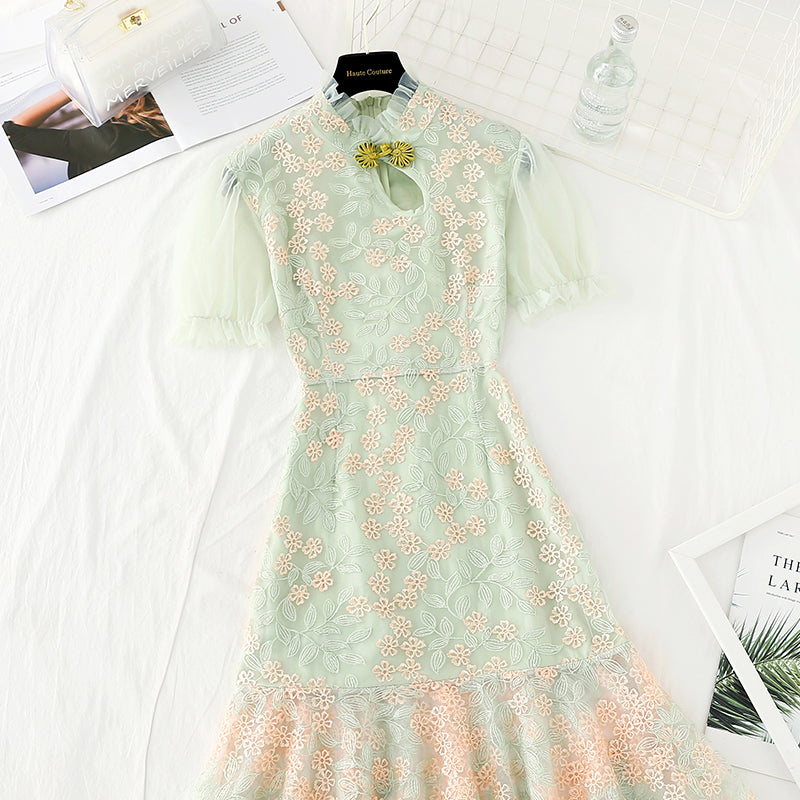 Jupe féerique en gaze brodée à taille fine 4396