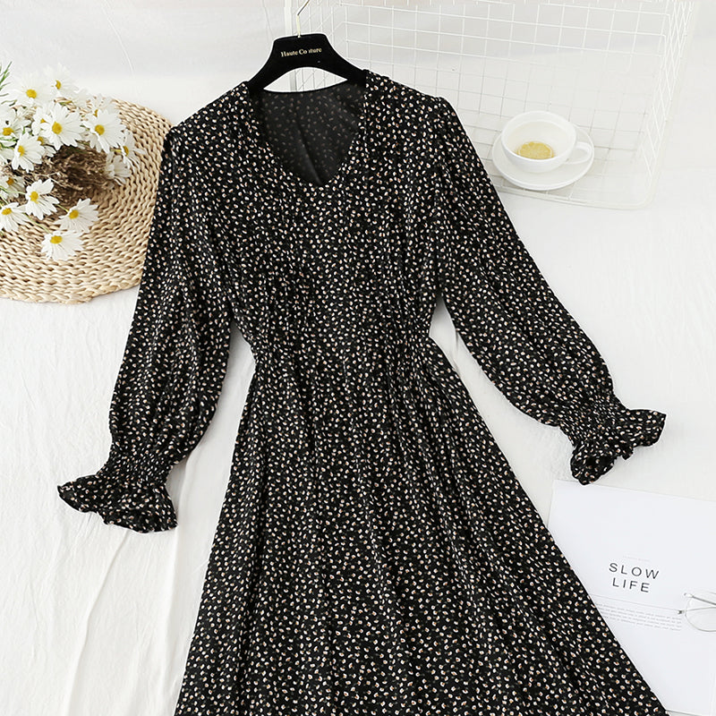 Nouvelle robe de pause thé française en mousseline de soie avec bandage fin et fermeture à la taille 4576