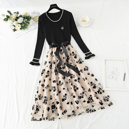 New Knit Skirt with bottomed dress  4414