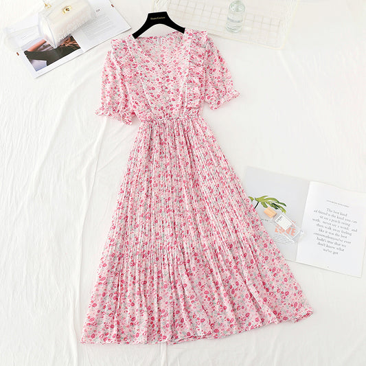 The new waist is slim. Chiffon skirt French gentle wind Fairy Dress  4511