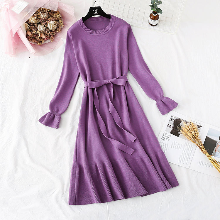Small fragrance knitted dress French retro fishtail skirt  4482