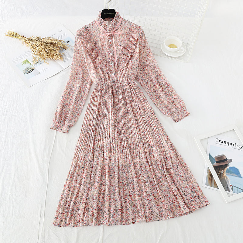 The new waist is slim. Chiffon pleated skirt  4521