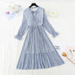 New bow tie lace up slim Pleated Chiffon bottomed skirt  4533