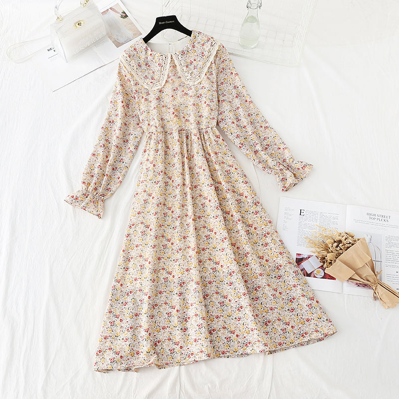 Doll neck hollow out age reducing thin dress female  4560