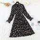 Long sleeved floral dress French Retro  4701