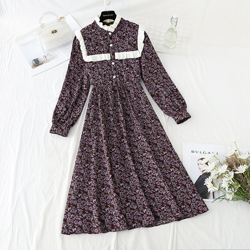 New Mori floral retro French Plush bottomed skirt  4562