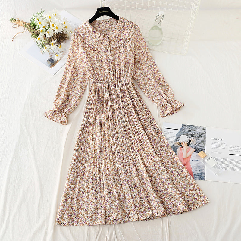 Neuer französischer, altersreduzierender Faltenrock, großer Swingrock, Chiffon, langer Rock 4574