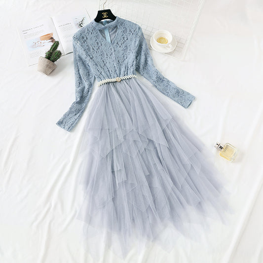 Französische Minderheit Spitzenkleid Damen French Retro 4366