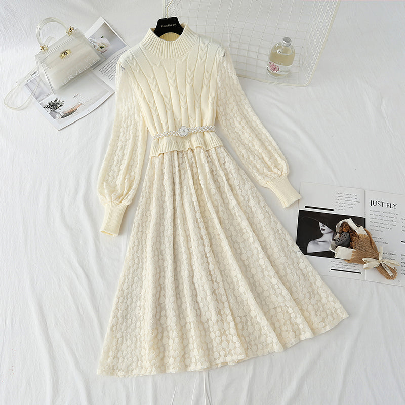 New stitched lace dress with backing skirt  4442