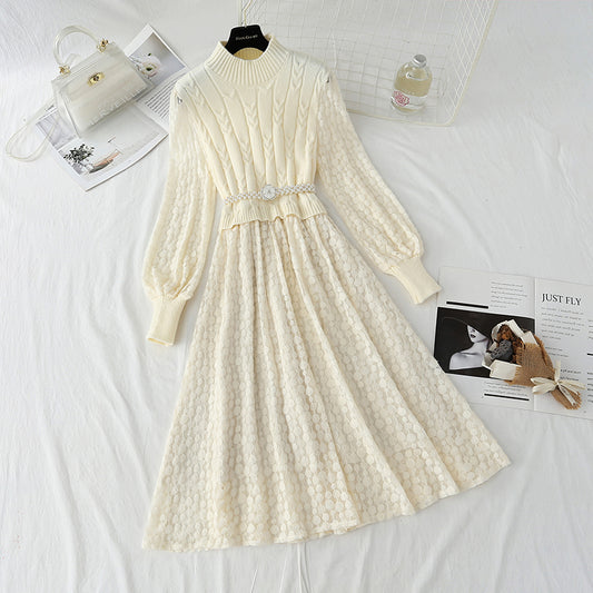 New stitched lace dress with backing skirt  4442