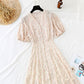 New waist closing single breasted slim Chiffon French retro dress  4516