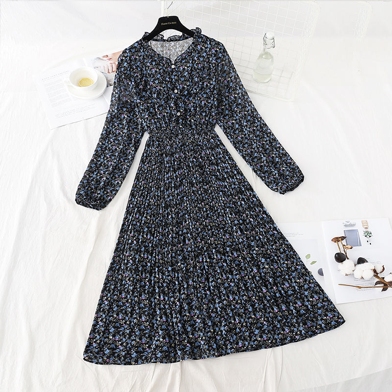 Nouvelle robe fleurie plissée au genou 4575