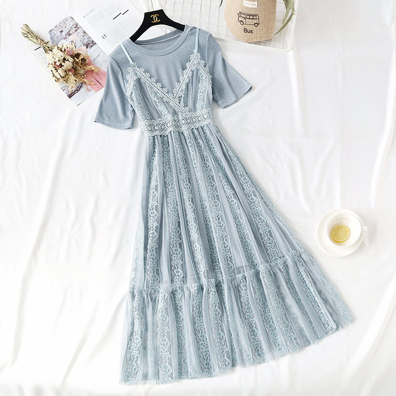 New fashion lace suspender skirt suit  4462