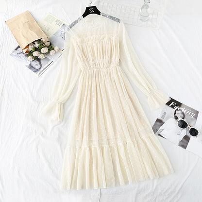 Polka Dot gauze French first love Platycodon fairy skirt  4374