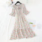 New sweet college broken Flower Chiffon French retro dress  4518