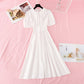 New style baby collar French waist closing skirt with thin temperament  4619