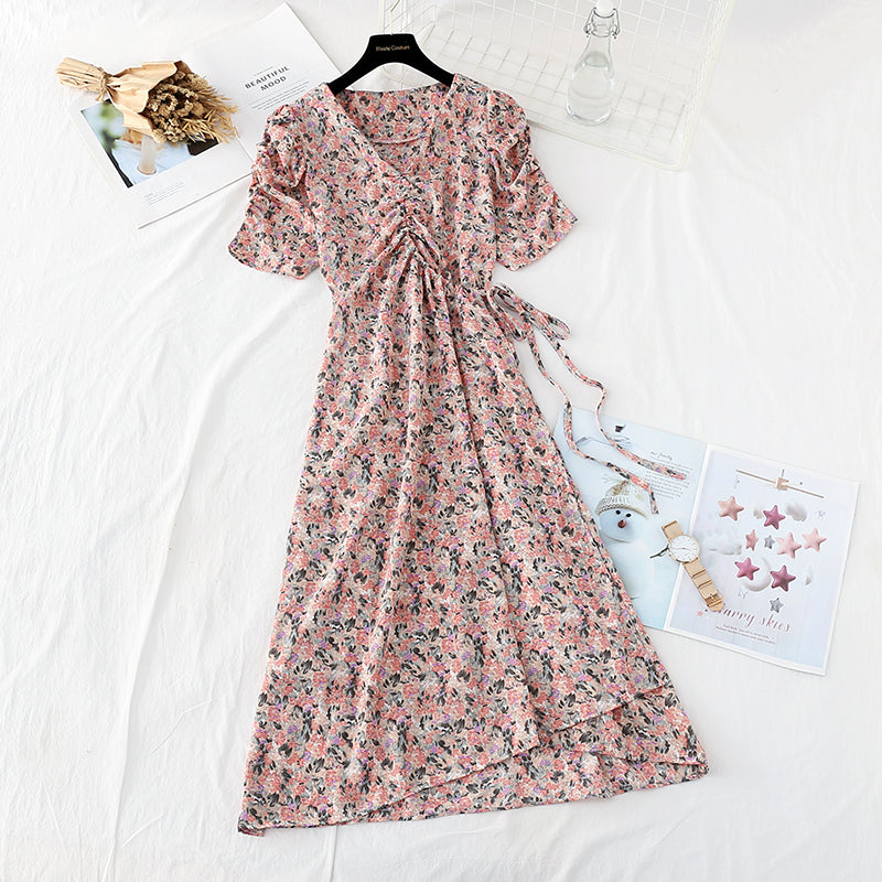 New gentle wind, slim waist, French Vintage Chiffon Skirt  4599