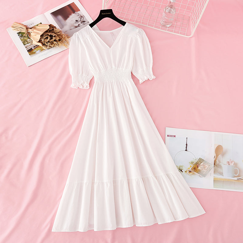 New waist closing slim skirt French fairy Sen long skirt  4618