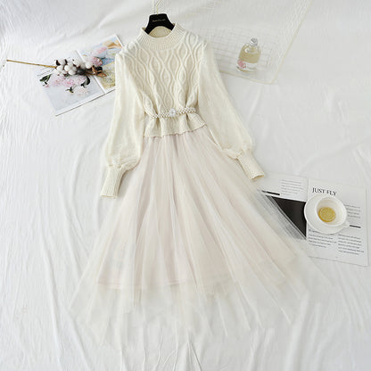 New style bottom sweater stitched mesh French fairy dress  4438