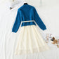 Sweater with lace skirt age reduction suit fashion two-piece suit  4557