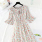 New sweet college broken Flower Chiffon French retro dress  4518