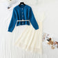 Sweater with lace skirt age reduction suit fashion two-piece suit  4557