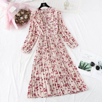 Chiffon-Kleid Faltenrock Französisch Retro Super Fairy 4488