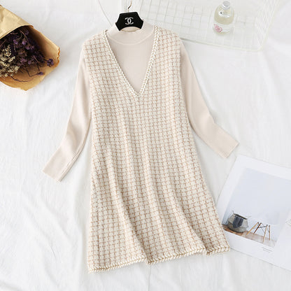 New knitted bottomed shirt vest skirt two piece dress  4453