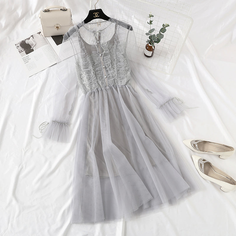 Lace net dress French elegant palace style  4364