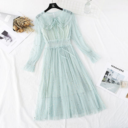 Baby collar stem orange first love skirt Sen Department long skirt  4375