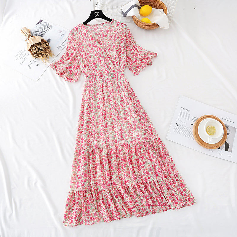 New style temperament, slim waist, French retro lotus leaf skirt  4508