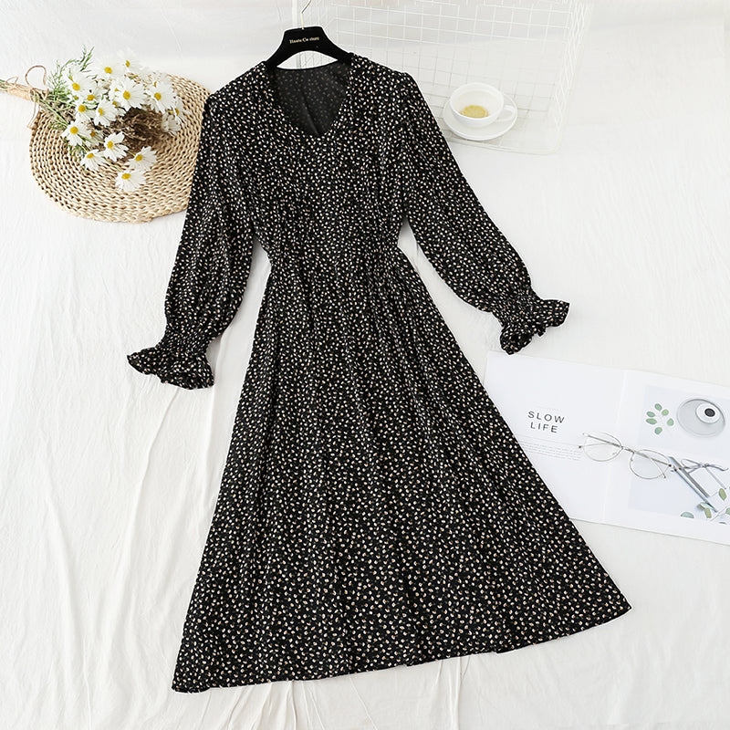 Nouvelle robe de pause thé française en mousseline de soie avec bandage fin et fermeture à la taille 4576